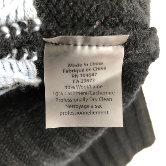 KINROSS Wool Cashmere Geometric Cardigan Sweater Women's XS Navy Gray 3/4 Sleeve - Picture 6 of 9